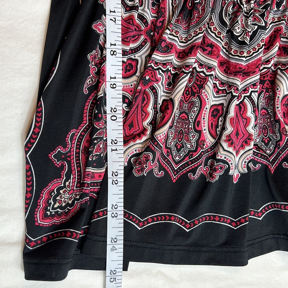 HeartSoul L Black/Burgundy Patterned Blouse - Picture 13 of 13